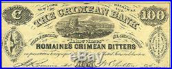100.00 Crimean Bank Romaine's Crimean Bitters Advertising Note NY LOOK