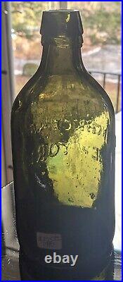 1823-1833 Pontiled Lynch & Clarke Olive Green Saratoga Ny Mineral Water Bottle