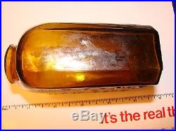 1825 1845 Snuff Bottle Jar E. ROOME TROY NEW YORK olive/ yellow amber pontil