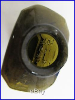 1825 1845 Snuff Bottle Jar E. ROOME TROY NEW YORK olive/ yellow amber pontil