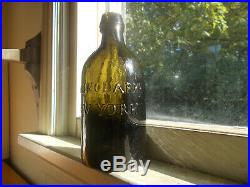 1830 Early Pontiled Lynch & Clarke New York Olive Green Mineral Water Bottle