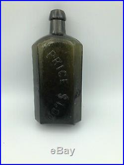 1840 C Brinckerhoffs Pontiled Patent Medicine Bottle Olive GreenColor New York