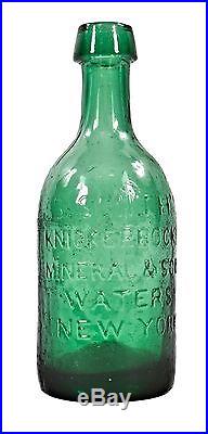 1840's Light Emerald Green Glass Knickerbocker Soda Bottle Ny Smith