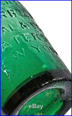 1840's Light Emerald Green Glass Knickerbocker Soda Bottle Ny Smith