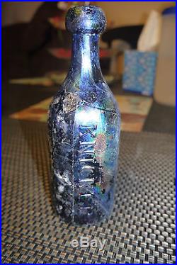 1848 Sapphire Blue, W. P, Knickerbocker, 164 18th St. N. Y, Soda water bottle