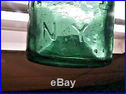1850's W. E. B. N. Y. Iron Pontil I. P. Hat Top Green Soda Bottle
