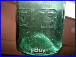 1850's W. E. B. N. Y. Iron Pontil I. P. Hat Top Green Soda Bottle