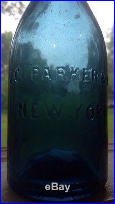 1850S Crude&Whittled Cobalt Blue Pontil Pony Blob Beer JC Parker&Son New York