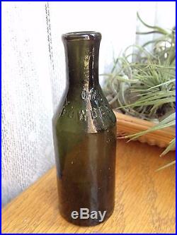 1850s Open Pontiled Dark Forest Green Poison Bottle- Lyons Powder B & P NYC NY