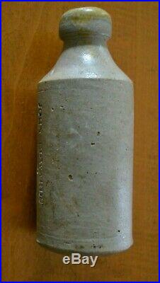 1853 John Edwards Marked Salt Glazed Stoneware Beer Bottle New York