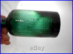 1860's W. W. Huff's Teal Green Pontiled Linament Bottle Buffalo, Lockport N. Y. Ny