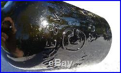 1860's Antique Black Glass Clarke & White, Saratoga N. Y. Mineral Water Bottle