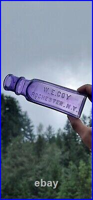 1870's Amethyst Embossed New York Pickle? Lavender W. E Coy ROCHESTER N. Y. Bottle