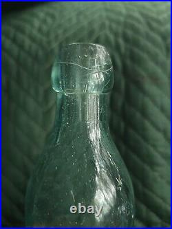 1870's Brooklyn Paneled Soda Bottle? Antique Aqua New York Mineral Water Bottle