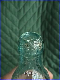 1870's Brooklyn Paneled Soda Bottle? Antique Aqua New York Mineral Water Bottle