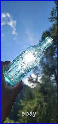 1870's Brooklyn Paneled Soda Bottle? Antique Aqua New York Mineral Water Bottle