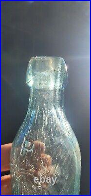 1870's Brooklyn Paneled Soda Bottle? Antique Aqua New York Mineral Water Bottle