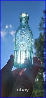 1870's Brooklyn Paneled Soda Bottle? Antique Aqua New York Mineral Water Bottle