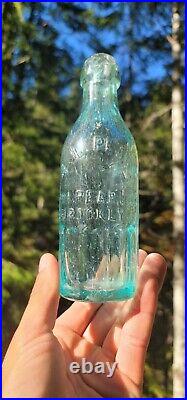 1870's Brooklyn Paneled Soda Bottle? Antique Aqua New York Mineral Water Bottle