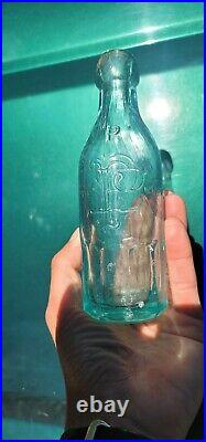 1870's Brooklyn Paneled Soda Bottle? Antique Aqua New York Mineral Water Bottle