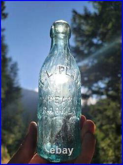 1870's Brooklyn Paneled Soda Bottle? Antique Aqua New York Mineral Water Bottle