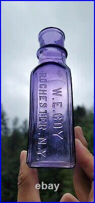 1870s Amethyst Embossed New York Pickle? Lavender W. E Coy ROCHESTER N. Y. Bottle