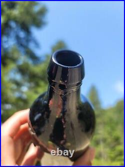 1870s REmarkable Old Blackglass! OLIVE HATHORN Springs Bottle SARATOGA New York