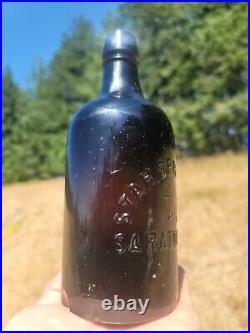 1870s STAR Springs Mineral Water? Old Reddish Amber Saratoga New York Bottle