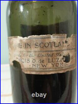 1870s scotch whiskey liquar bottle. AMAZING! SCOTLAND IMPORT/NY STAMP