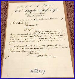 1870sh. H. Warner Safe-cure Proprietor's Signedpersonal-letter / Rochester Ny