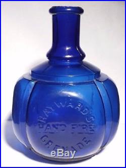 1871 Antique Cobalt Blue Sf Hayward New York Hand Fire Grenade Extinguisher