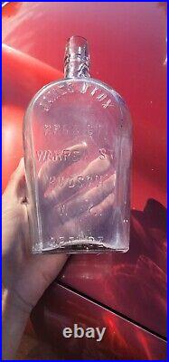 1880's James J. FOX New York Whiskey Flask? Neat Horseshoe shaped Liquor Bottle