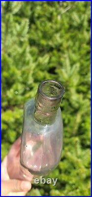 1880's James J. FOX New York Whiskey Flask? Neat Horseshoe shaped Liquor Bottle