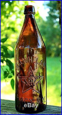 1880's Orange Amber quart beer bottle D. J. WHELAN TROY, N. Y. Very hard to find