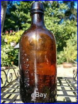 1880s AMBER HIGHROCK CONGRESS SPRING SARATOGA, NY MINERAL WATER BOTTLE ANTIQUE