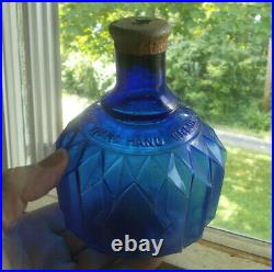 1880s RARE PLEATED COBALT BLUE HAYWARD HAND GRNADE FIRE EXTINGUISHER NY BOTTLE