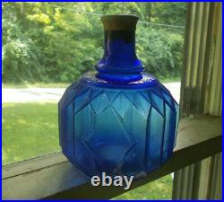 1880s RARE PLEATED COBALT BLUE HAYWARD HAND GRNADE FIRE EXTINGUISHER NY BOTTLE