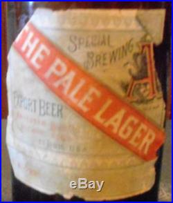 1880s amber paper label anheuser busch lager beer bottle t e okeefe oswego ny