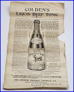 1890 Colden's Liquid Beef Tonic NY Medicine Bottle Sealed With Box & Adv Paper