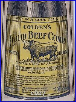 1890 Colden's Liquid Beef Tonic NY Medicine Bottle Sealed With Box & Adv Paper