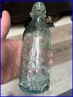 1890's UNION BOTTLING CO. 240-242 EAST 20TH ST. NEW YORK BLOB TOP LIGHT BLUE