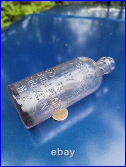 1890s Lavender Brooklyn New York Hutch? Antique Amethyst Monogram Soda Bottle