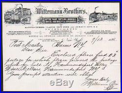 1898 Wittemann Brothers Bottling Co Labels Machinery New York Letter Head RARE