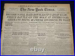 1918 April 24 New York Times -british Naval Raid Bottles Up U-boat Base- Nt 8218