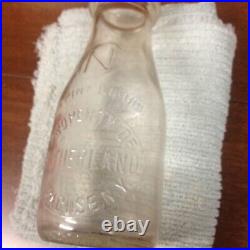 1920s VINTAGE EMBOSSED PINT Milk Bottle NETHERLANDS Dairy SYRACUSE NEW YORK