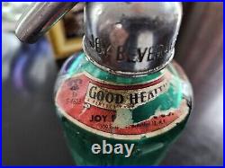 1930s Junius Street BROWNSVILLE JOY Seltzer Bottle AQUA Glass Brooklyn New York