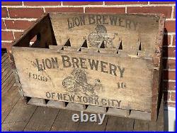 1933 LION BREWERY of New York City Wood Bottle Crate, Branded Outside & Inside