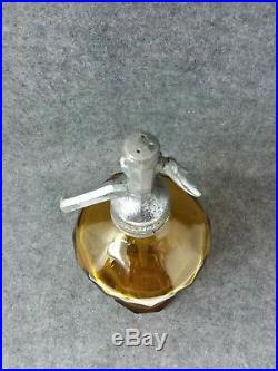 1934 AMBER PANELED Seltzer SODA Siphon Bottle GEO. TROYANSKY Brooklyn New York
