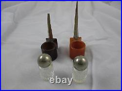 1939 NY World's Fair perfume bottles, Perisphere & Trylon, Bakelite & Chrome