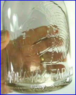 1940s MOHAWK FARMS Staten Island NY Milk Bottle Embossed TREQ Indian Chief LOGO